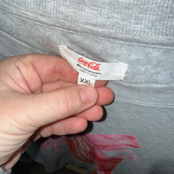 Coca Cola Gray Sweatshirt with Red Can and Pink Bow - Picture 2 of 3